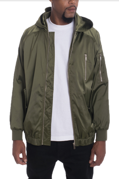 Bourne Hooded Satin Windbreaker