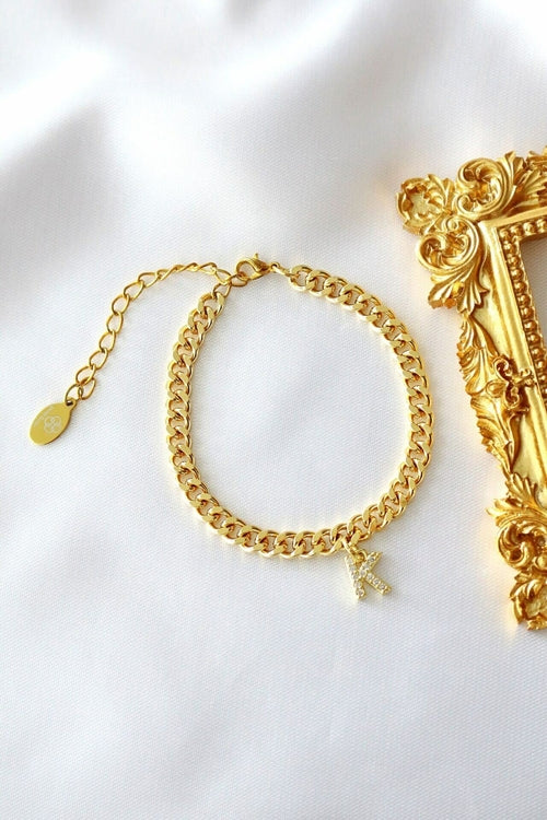 Custom Initial 24 Karats Thick Cuban Chain Bracelet