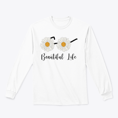 Beautiful Life Calligraphy With Daisy Flowers As Glasses Design for