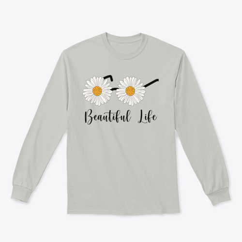 Beautiful Life Calligraphy With Daisy Flowers As Glasses Design for