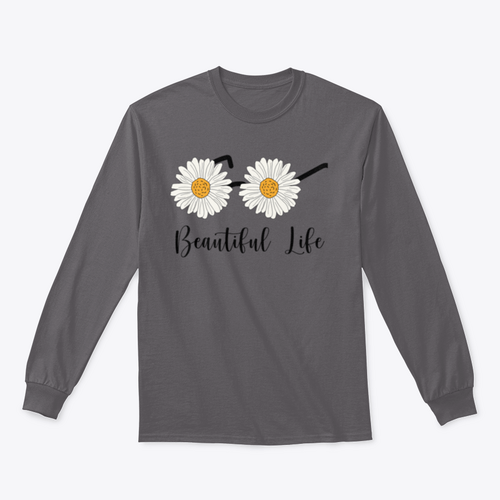 Beautiful Life Calligraphy With Daisy Flowers As Glasses Design for