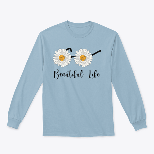 Beautiful Life Calligraphy With Daisy Flowers As Glasses Design for