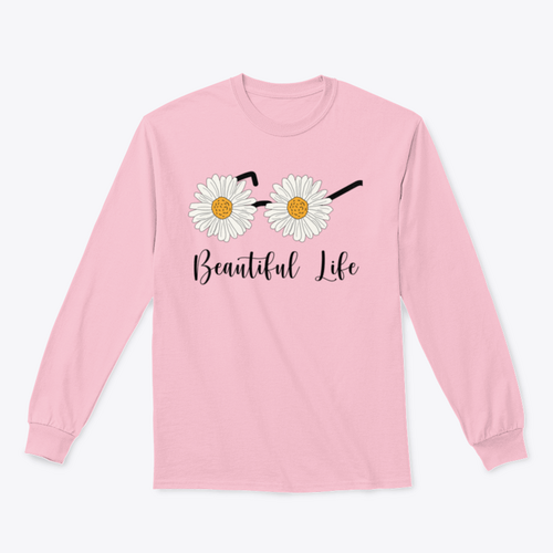 Beautiful Life Calligraphy With Daisy Flowers As Glasses Design for