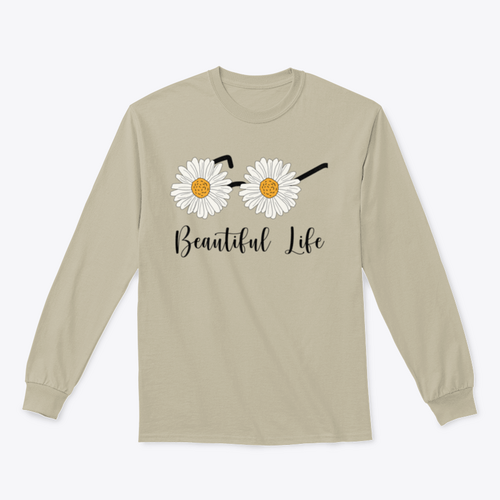 Beautiful Life Calligraphy With Daisy Flowers As Glasses Design for